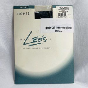 Leo's 409-21 Girl's Intermediate 6x-7 Performance Black Footed Tights